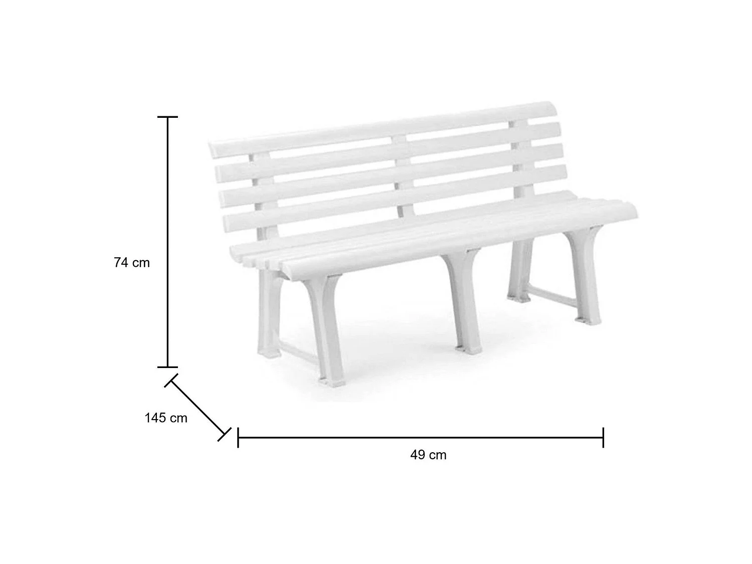 Banc d'extérieur Pomezia, Banc de jardin monobloc, Banc d'extérieur, 100% Made in Italy, 145x49h74 cm, Blanc