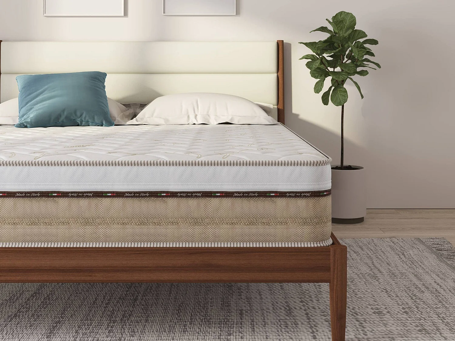 Dmora Materasso Singolo Ofiuco 90x200x25h cm Bianco Grado Rigidità 8/10 Misura Rete Compatibile 90x200 cm, Maniglie Incluse Made in Italy