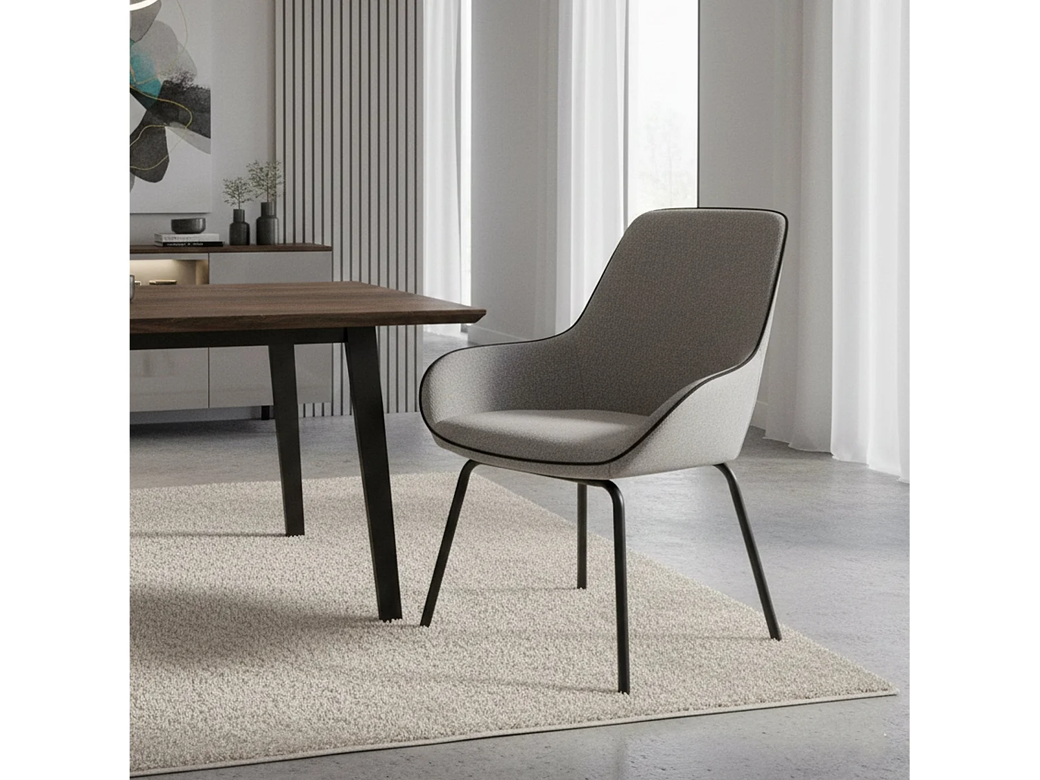 Chaise de bureau Mackay, Chaises de salle d'attente de bureau, Chaise de salle d'attente ergonomique, 66x59h90 cm, Gris