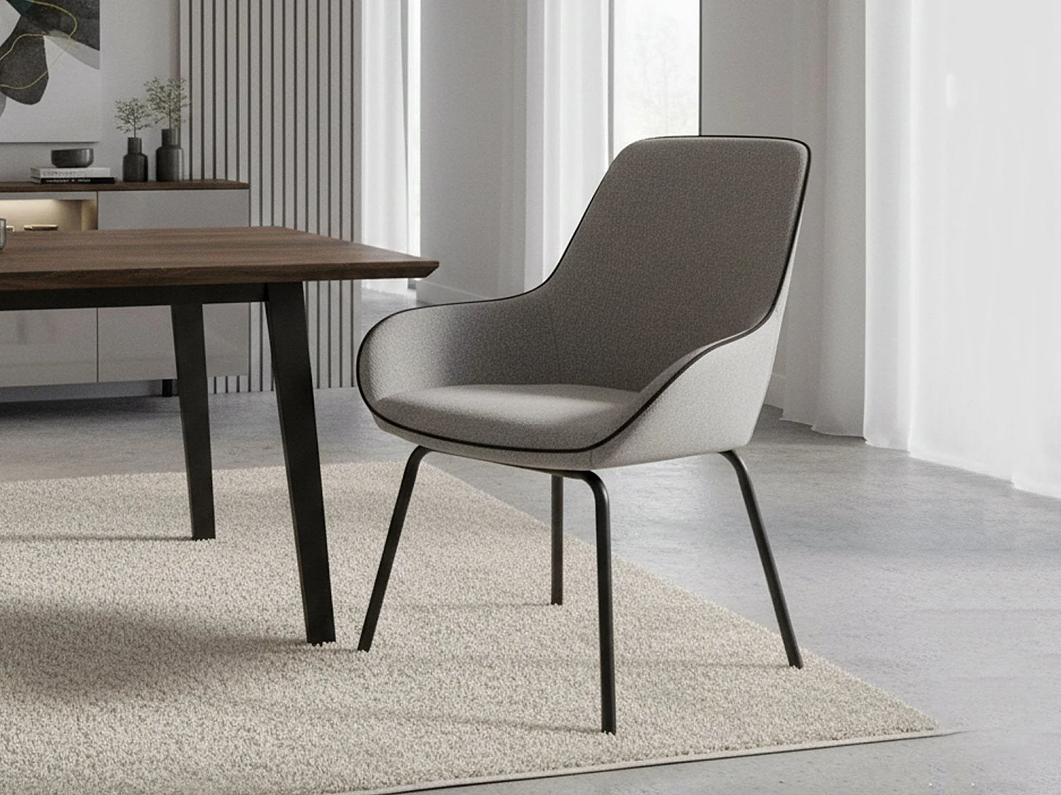 Cadeira de escritório Mackay, Assento para sala de espera de escritório, Assento de espera ergonômico, 66x59h90 cm, Cinza