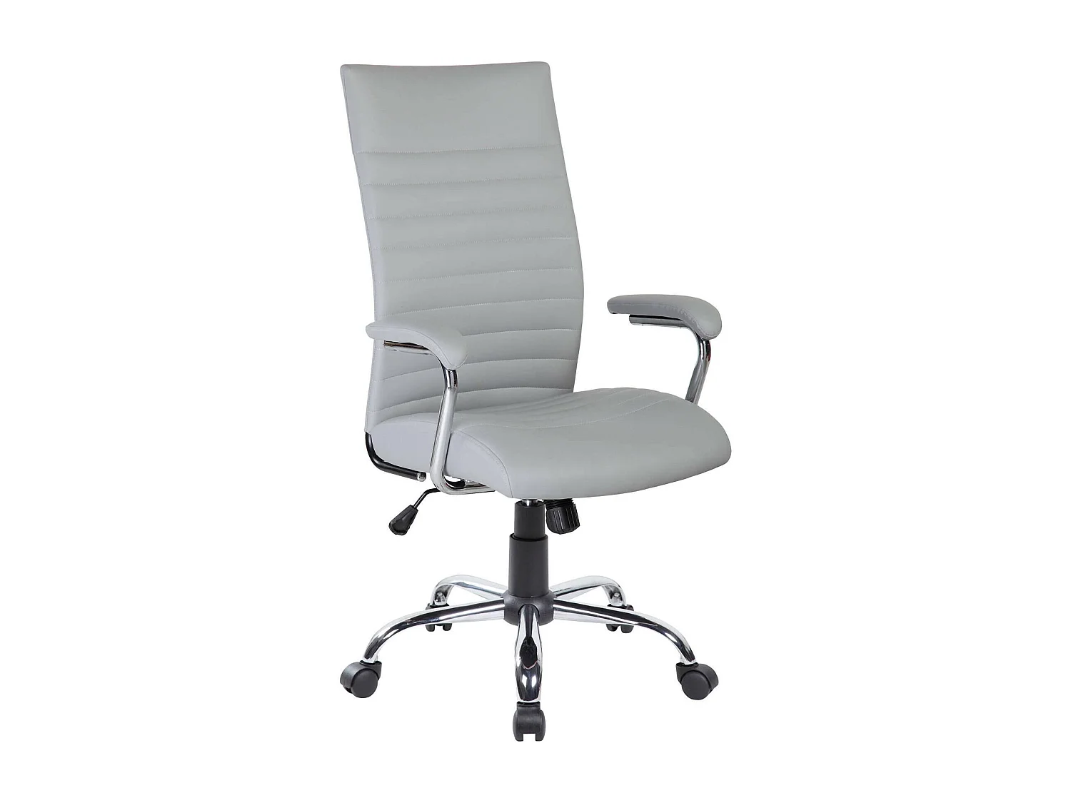 Geelong bureaustoel, Presidentiële fauteuil met armleuningen, Ergonomische bureaustoel, 63x65h108/118 cm, Grijs