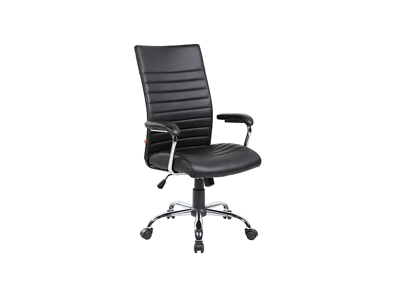 Geelong bureaustoel, Presidentiële fauteuil met armleuningen, Ergonomische bureaustoel, 63x65h108/118 cm, Zwart