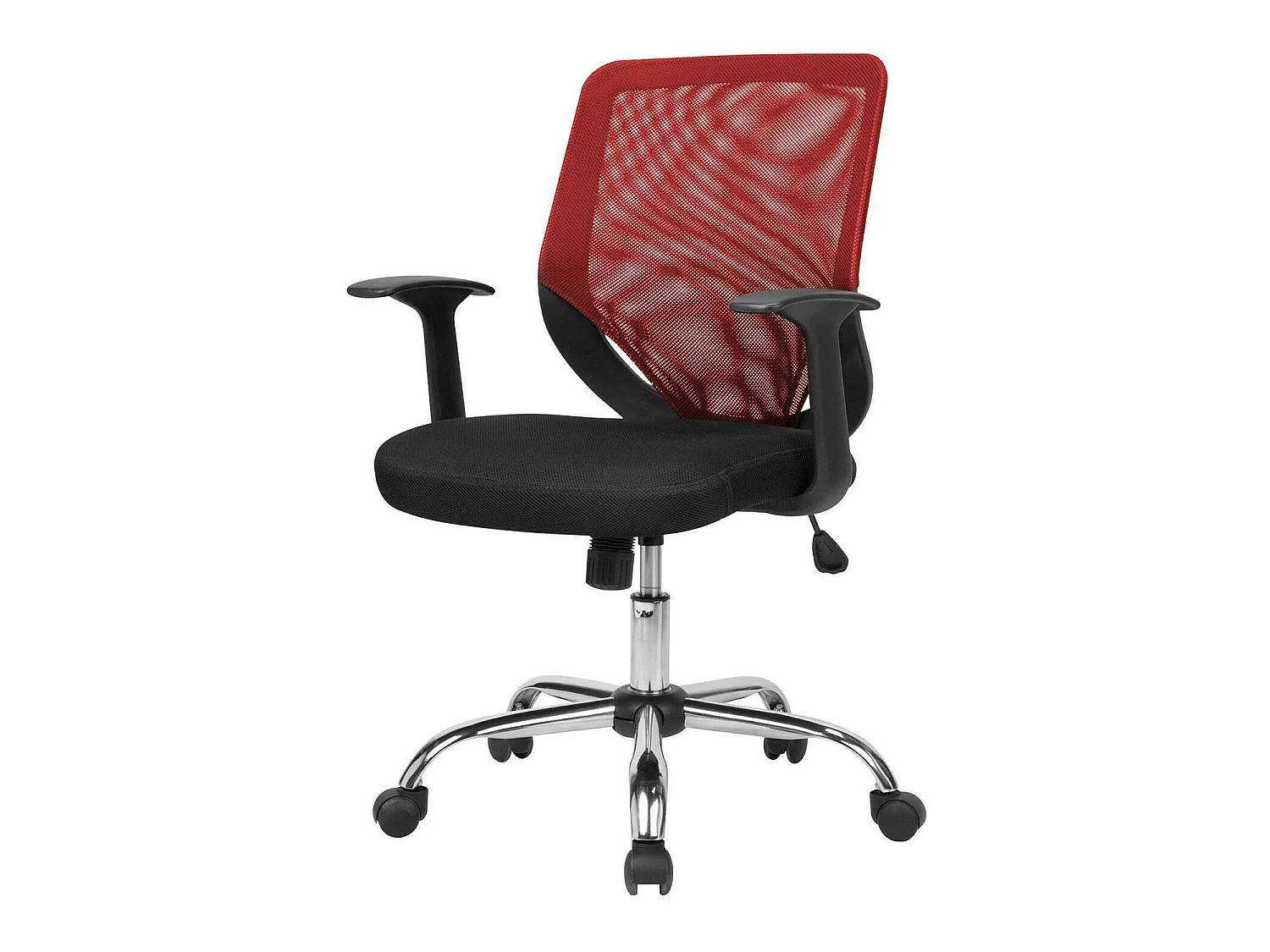 Cadeira de escritório Albany, Poltrona executiva em malha com braços, Assento de escritório ergonômico, 60x54h90/98 cm, Preto e Vermelho