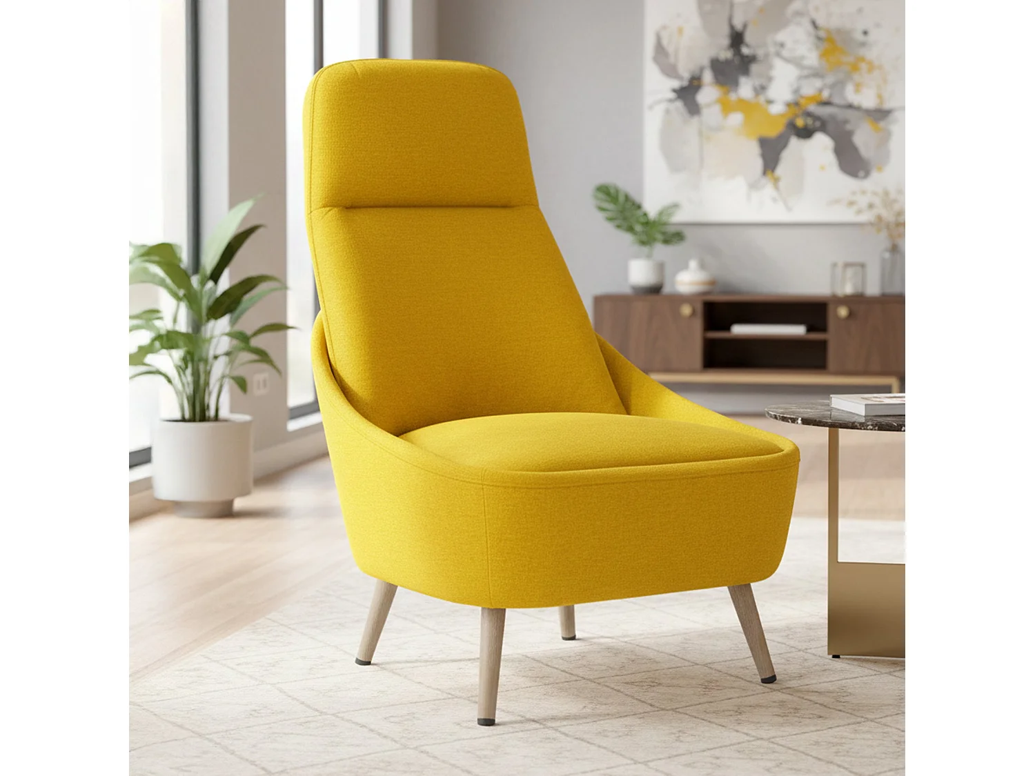 Chaise de bureau Dunedin, Chaise d'attente de bureau, Chaise d'attente ergonomique, 77x65h100 cm, Jaune