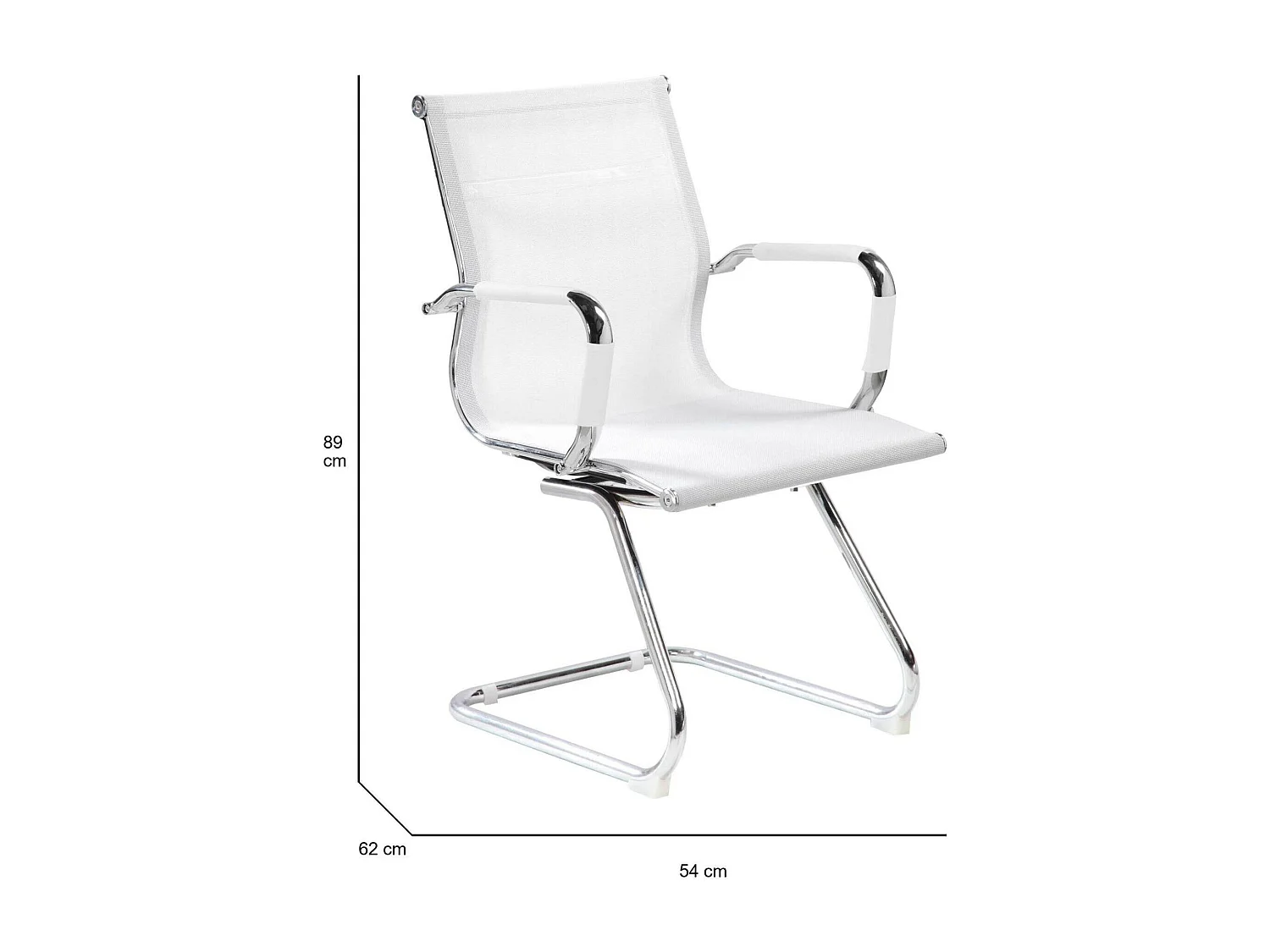 Cadeira de escritório Maitland, Assento de sala de espera de escritório com braços, Assento de espera ergonômico, 62x54h89 cm, Branco