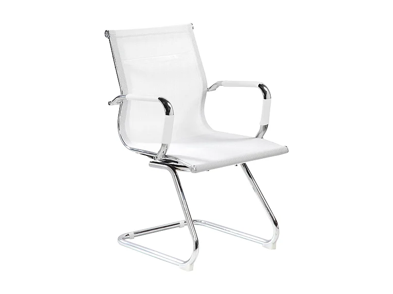 Chaise de bureau Maitland, Chaises de salle d'attente de bureau avec accoudoirs, Chaise de salle d'attente ergonomique, 62x54h89 cm, Blanc