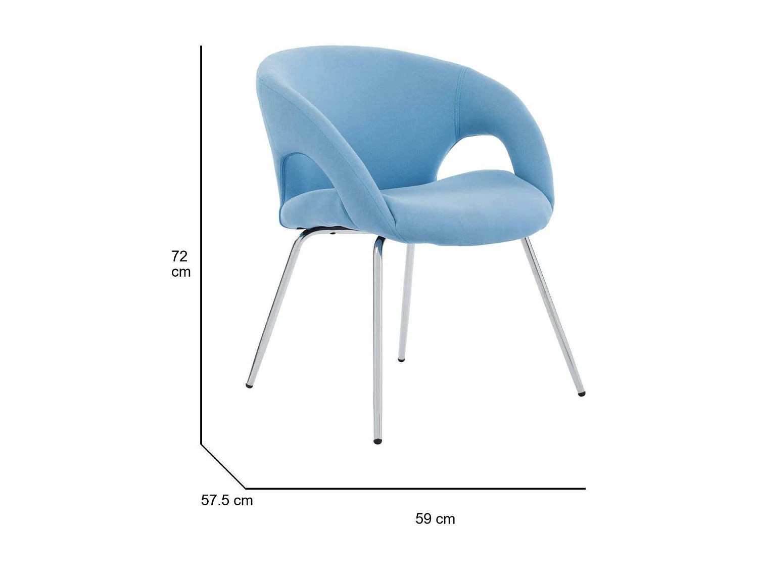 Chaise de bureau Bathurst, Chaise d'attente avec accoudoirs pour le bureau, Chaise d'attente ergonomique, 58x59h72 cm, Bleu clair