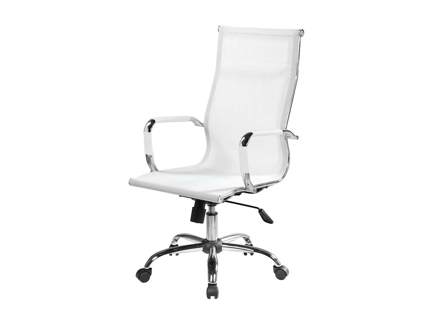Chaise de bureau Kanaka, Chaise de direction avec accoudoirs, Chaise de bureau ergonomique, Blanc, 63x54h106/116 cm