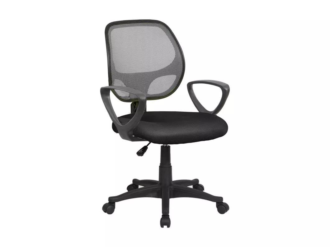 Kauf Unique Bürostuhl Geraldton, Mesh-Arbeitsstuhl mit Armlehnen, Ergonomischer Bürositz, 56x57h88/100 cm, Schwarz und Grau