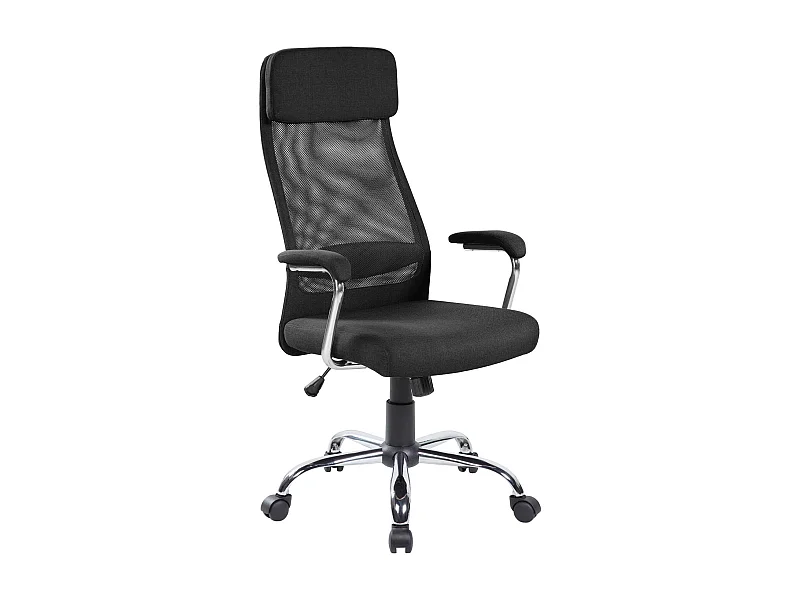 Adel bureaustoel, Executive fauteuil met armleuningen, Ergonomische bureaustoel, 65x65h114/125 cm, Zwart