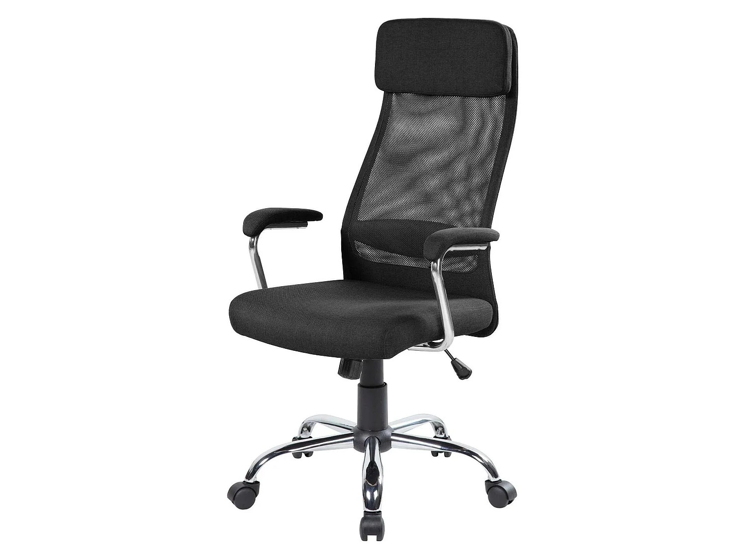Chaise de bureau Adel, Chaise de direction avec accoudoirs, Chaise de bureau ergonomique, 65x65h114/125 cm, Noir