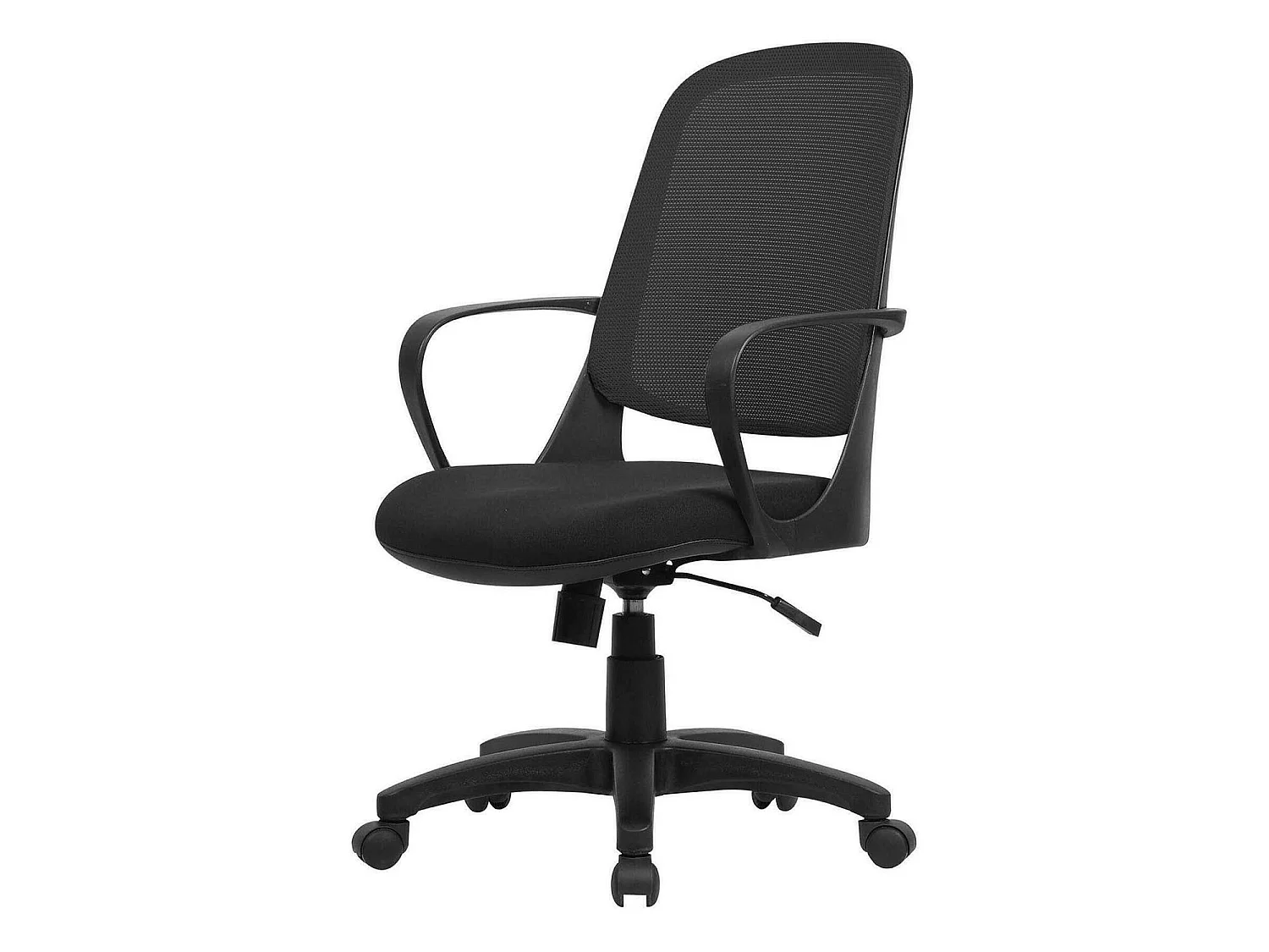 Chaise de bureau Coffs, Chaise de travail en maille avec accoudoirs, Siège de bureau ergonomique, 61x60h99/108 cm, Noir