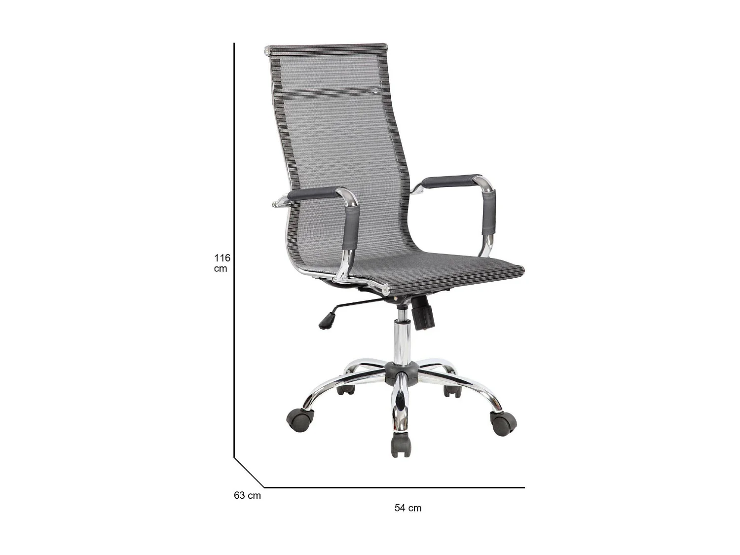 Chaise de bureau Rockhampton, Chaise de direction avec accoudoirs, Chaise de bureau ergonomique, Gris, 63x54h106/116 cm