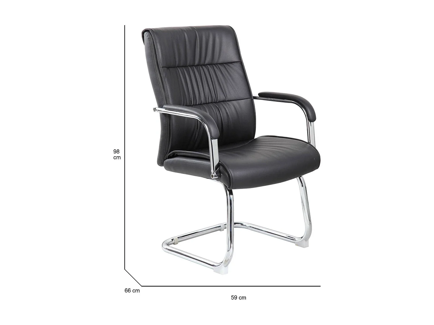 Chaise de bureau Toowoomba, Chaises de salle d'attente avec accoudoirs pour le bureau, Chaise d'attente ergonomique, 66x59h98 cm, Noir