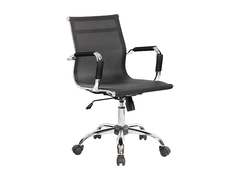 Bunbury bureaustoel, Directiestoel met armleuningen, Ergonomische bureaustoel, Zwart, 62x54h92/102 cm