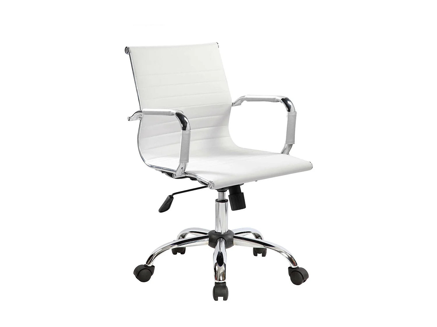 Chaise de bureau Omarama, Chaise de direction avec accoudoirs, Chaise de bureau ergonomique, Blanc, 62x54h92/102 cm