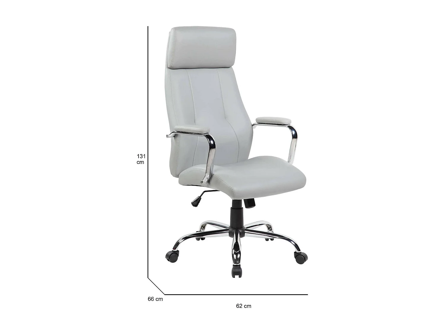 Chaise de bureau Cairns, Fauteuil présidentiel avec accoudoirs, Chaise de bureau ergonomique, 66x62h121/131 cm, Gris