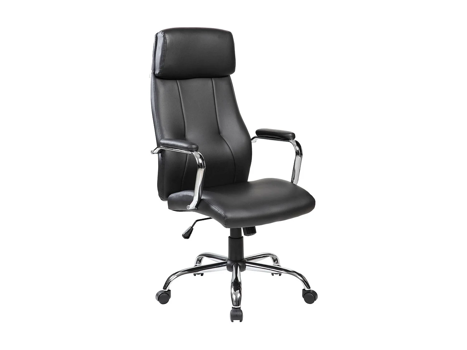 Chaise de bureau Cairns, Fauteuil présidentiel avec accoudoirs, Chaise de bureau ergonomique, 66x62h121/131 cm, Noir