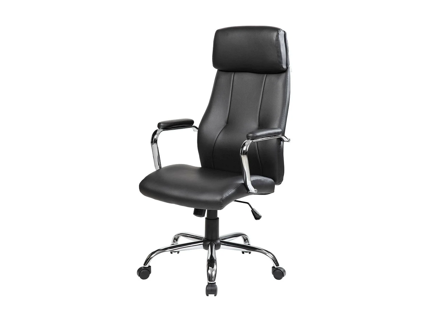 Silla de oficina Cairns, Sillón presidencial con reposabrazos, Silla de oficina ergonómica, 66x62h121/131 cm, Negro