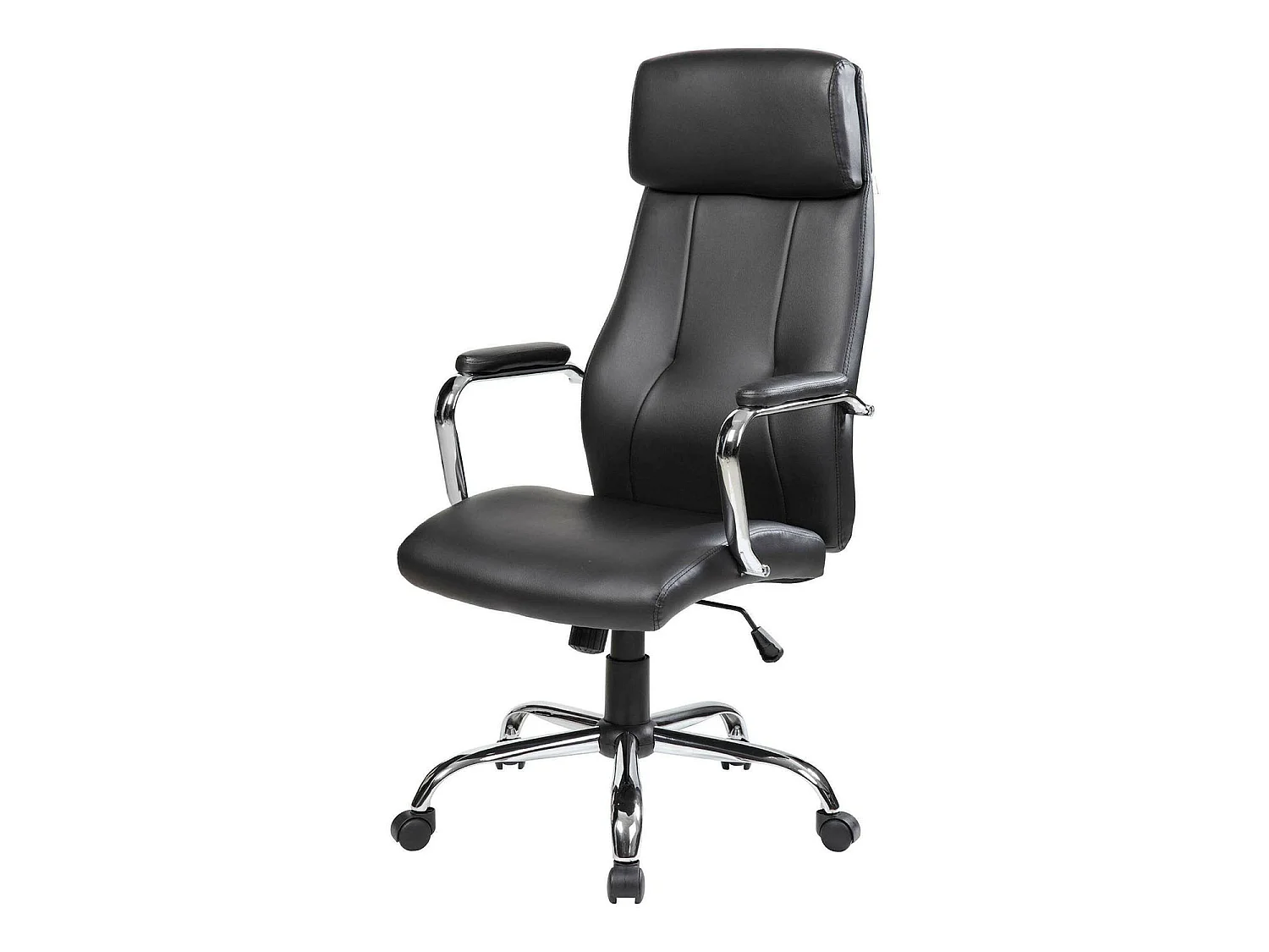 Silla de oficina Cairns, Sillón presidencial con reposabrazos, Silla de oficina ergonómica, 66x62h121/131 cm, Negro