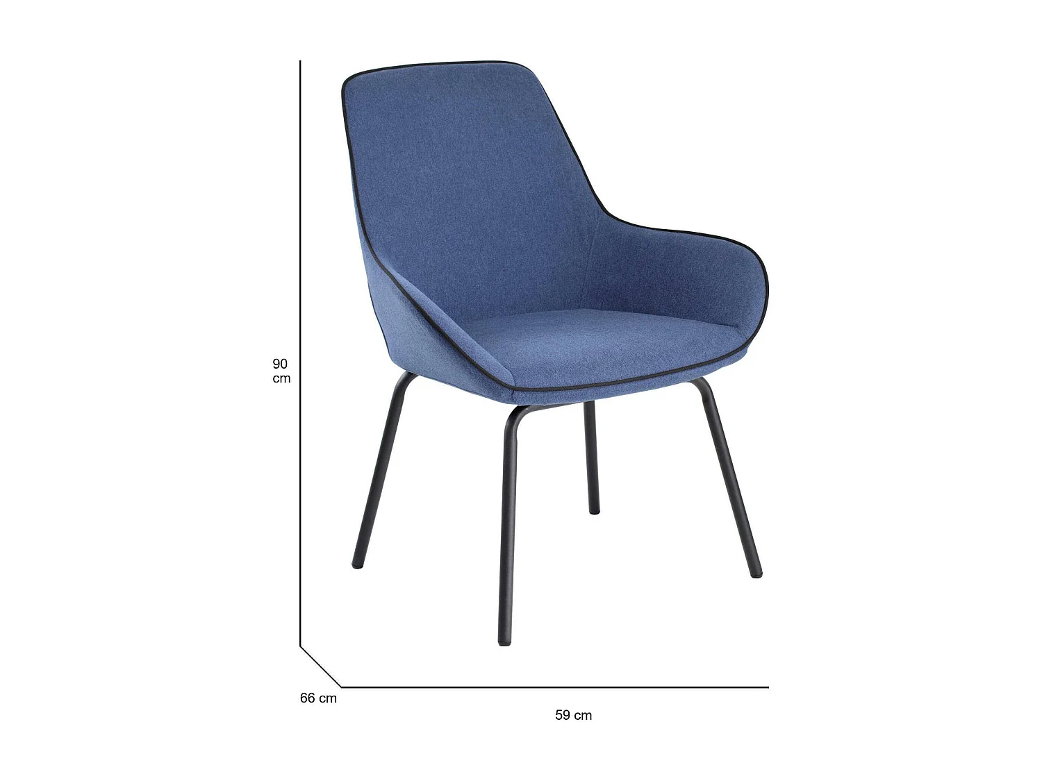 Mackay bureaustoel, Kantoorwachtkamerzitplaats, Ergonomische wachtstoel, 66x59h90 cm, Blauw