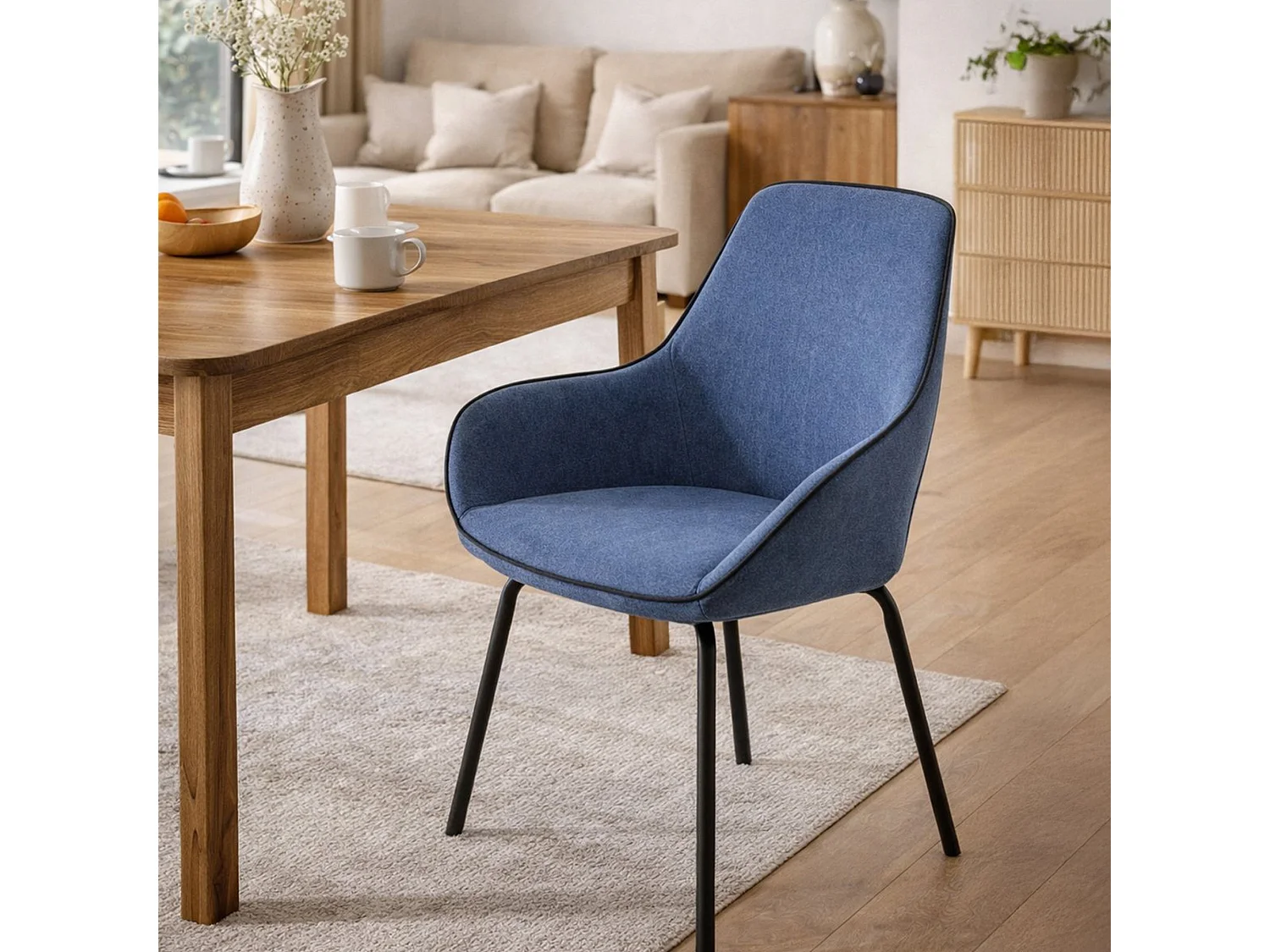 Chaise de bureau Mackay, Chaises de salle d'attente de bureau, Chaise de salle d'attente ergonomique, 66x59h90 cm, Bleu