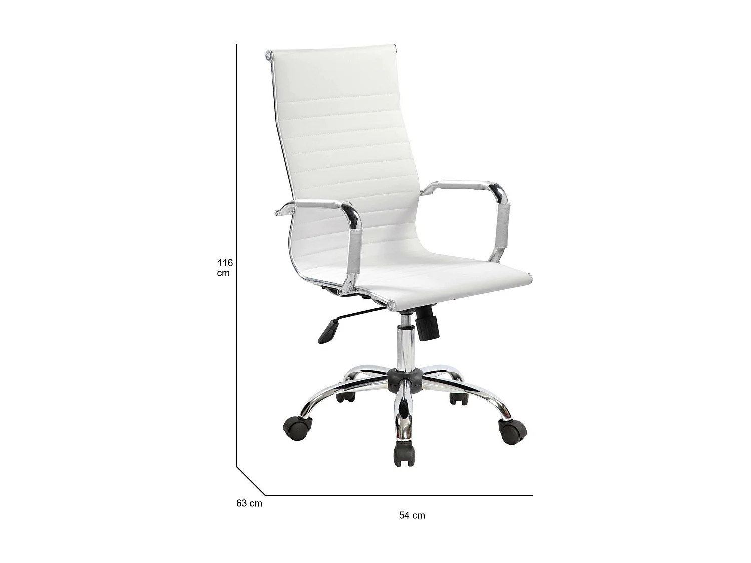 Chaise de bureau Omarama, Chaise de direction avec accoudoirs, Chaise de bureau ergonomique, Blanc, 63x54h106/116 cm