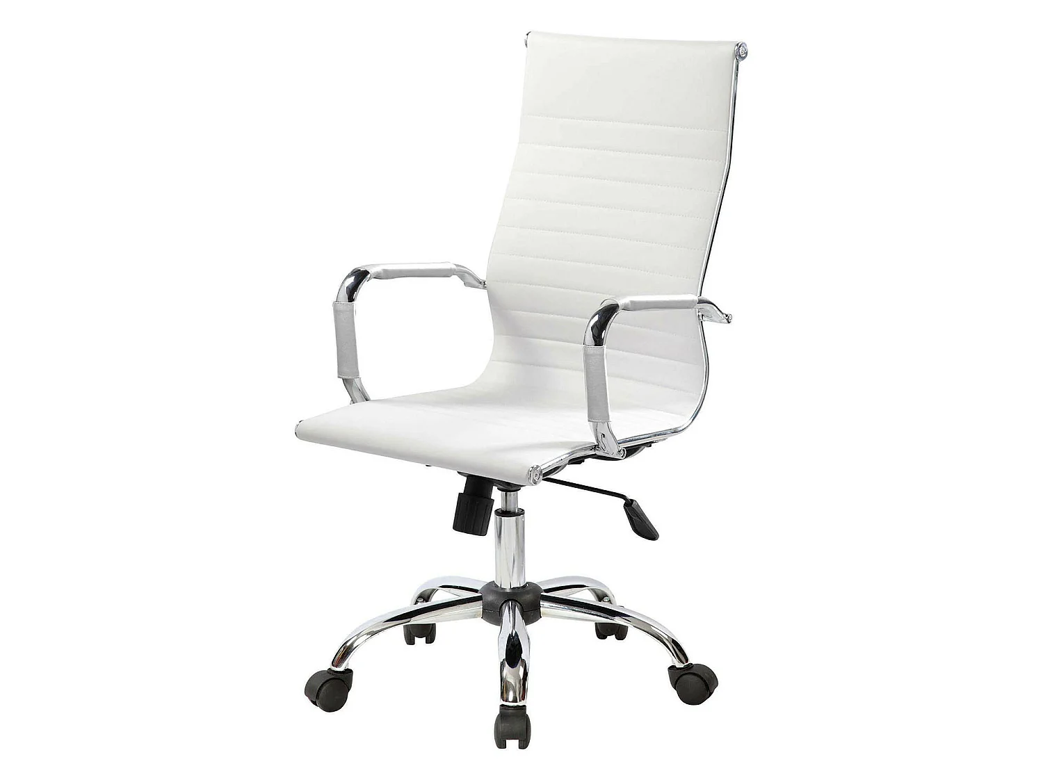 Chaise de bureau Omarama, Chaise de direction avec accoudoirs, Chaise de bureau ergonomique, Blanc, 63x54h106/116 cm