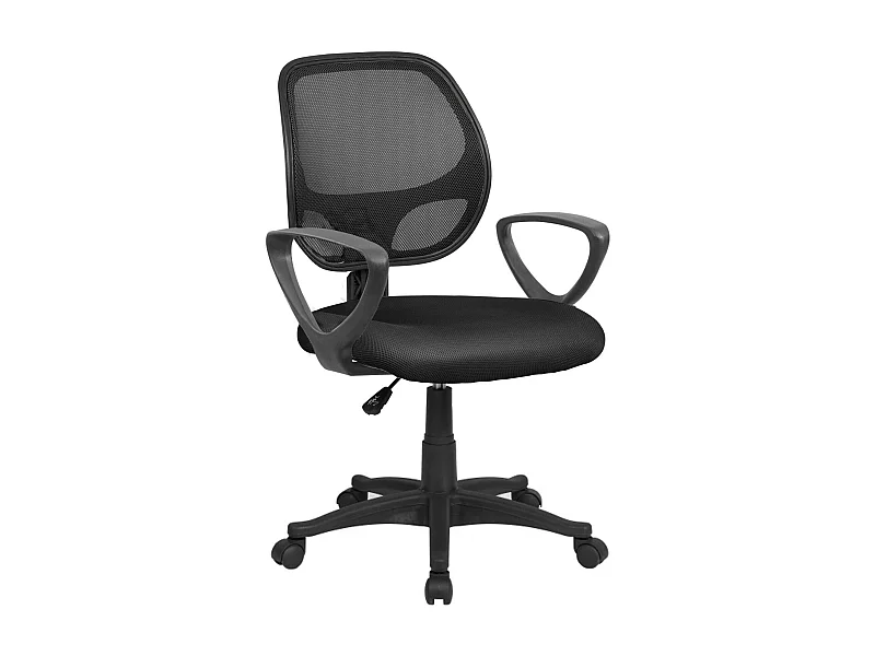 Bürostuhl Geraldton, Mesh-Arbeitsstuhl mit Armlehnen, Ergonomischer Bürositz, 56x57h88/100 cm, Schwarz
