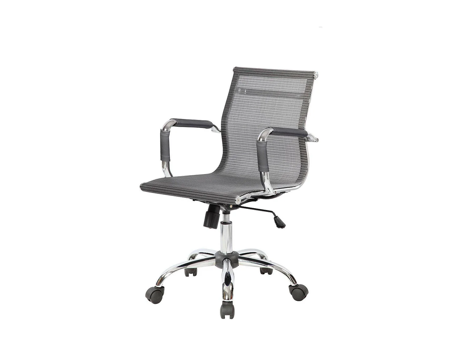 Dmora Sedia con Ruote Traversone Grigio Regolabile 5 Ruote, Poltrona da Ufficio Imbottito