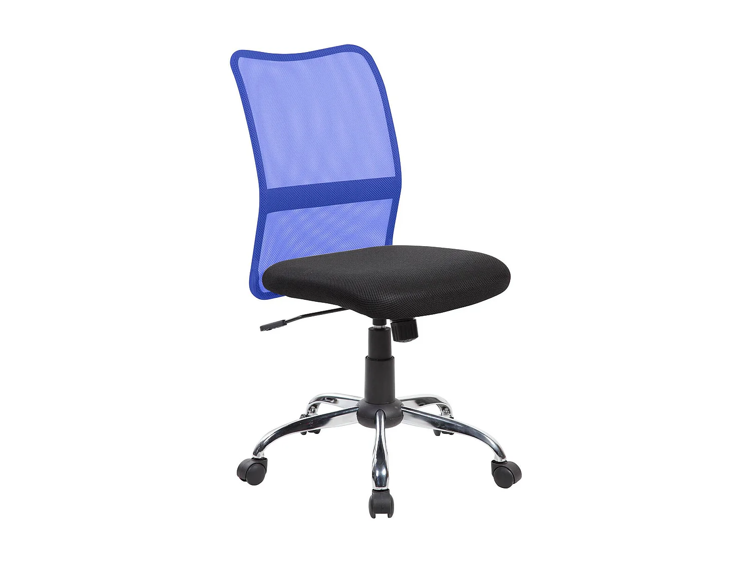 Chaise de bureau Bomaderry, Chaise de travail en maille, Siège de bureau ergonomique, 57x46h90/100 cm, Noir et Bleu