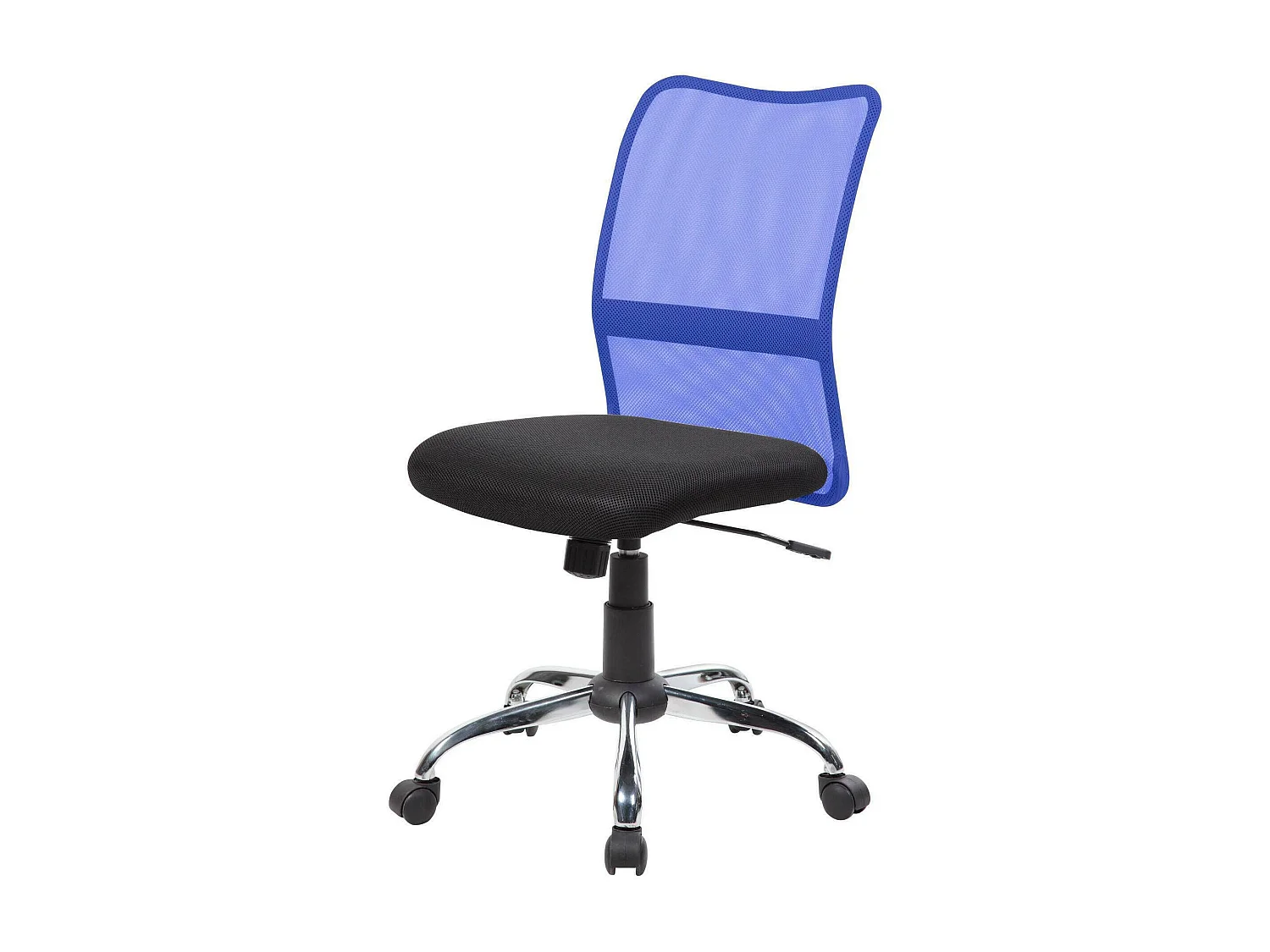 Chaise de bureau Bomaderry, Chaise de travail en maille, Siège de bureau ergonomique, 57x46h90/100 cm, Noir et Bleu