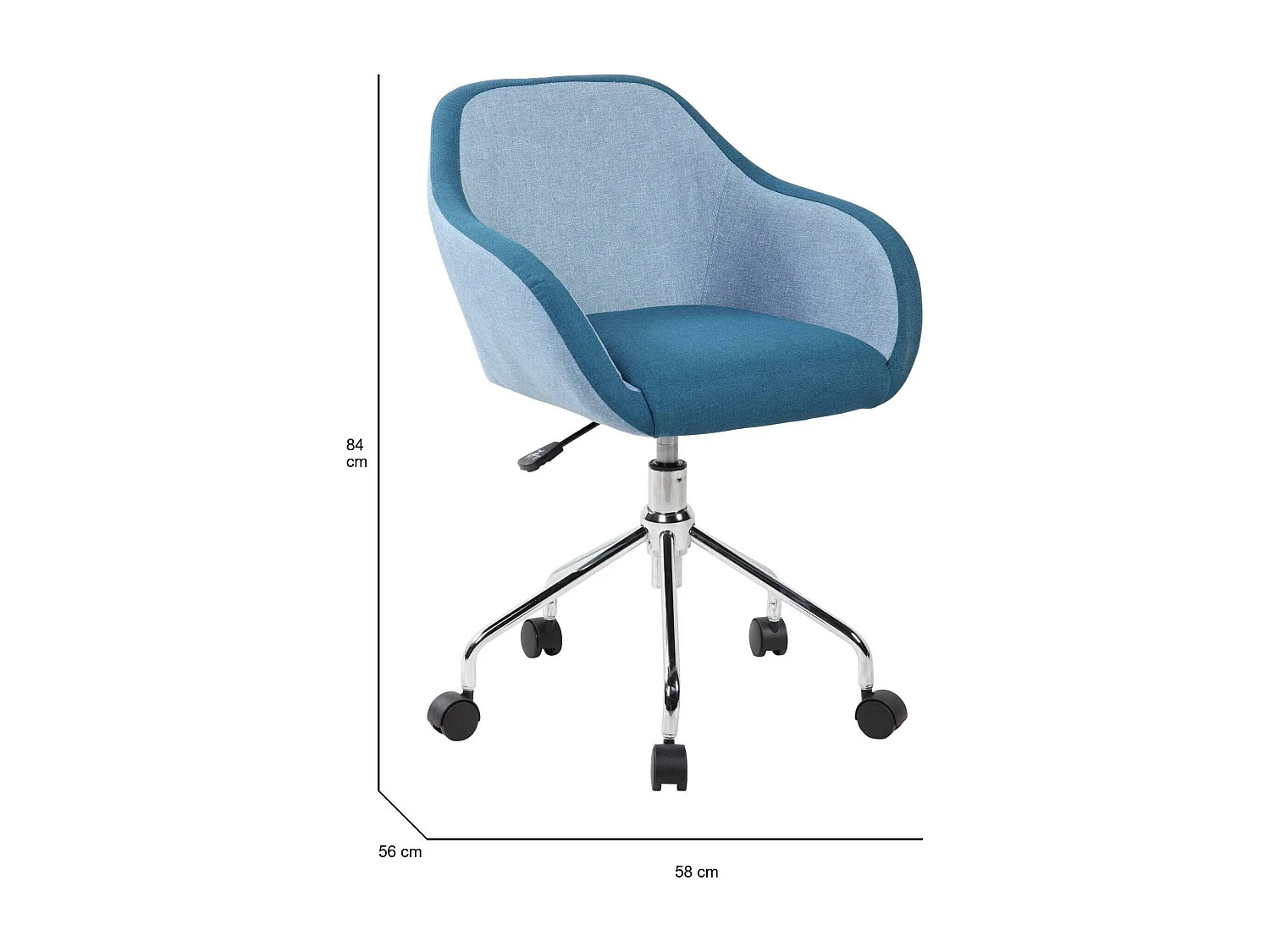 Chaise de bureau Mandurah, Fauteuil de bureau, Siège de bureau ergonomique, 56x58h77/84 cm, Bleu