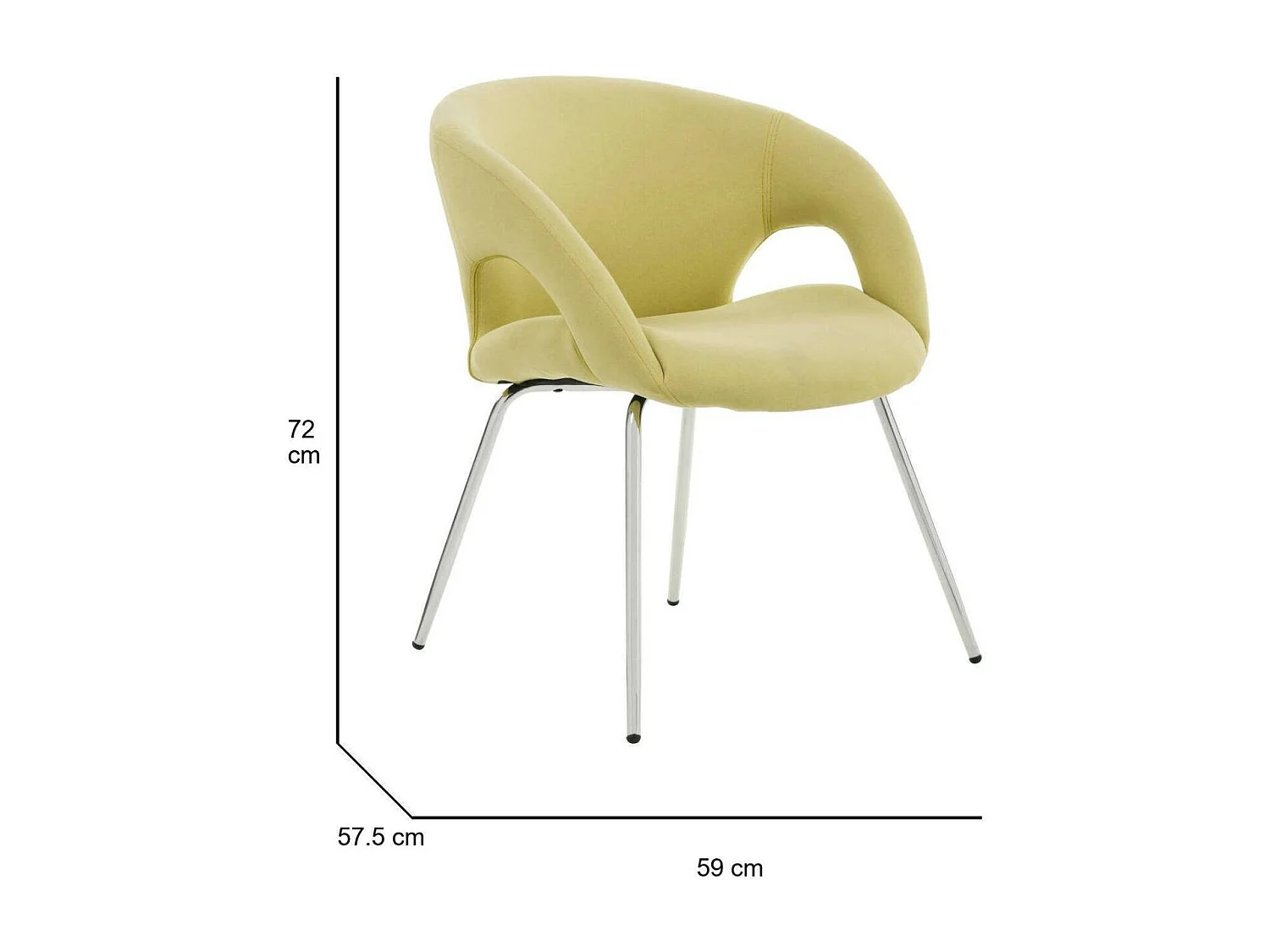 Chaise de bureau Bathurst, Chaise d'attente avec accoudoirs pour le bureau, Chaise d'attente ergonomique, 58x59h72 cm, Jaune