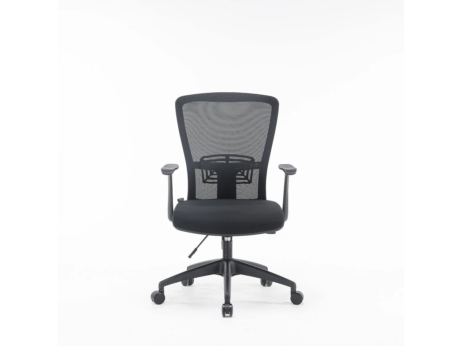 Chaise de bureau Devonport, Chaise de travail en maille avec accoudoirs, Siège de bureau ergonomique, 60x64h98/108 cm, Noir