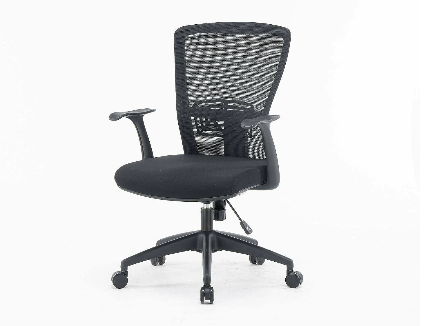 Cadeira de escritório Devonport, Cadeira de trabalho de malha com braços, Assento de escritório ergonômico, 60x64h98/108 cm, Preto