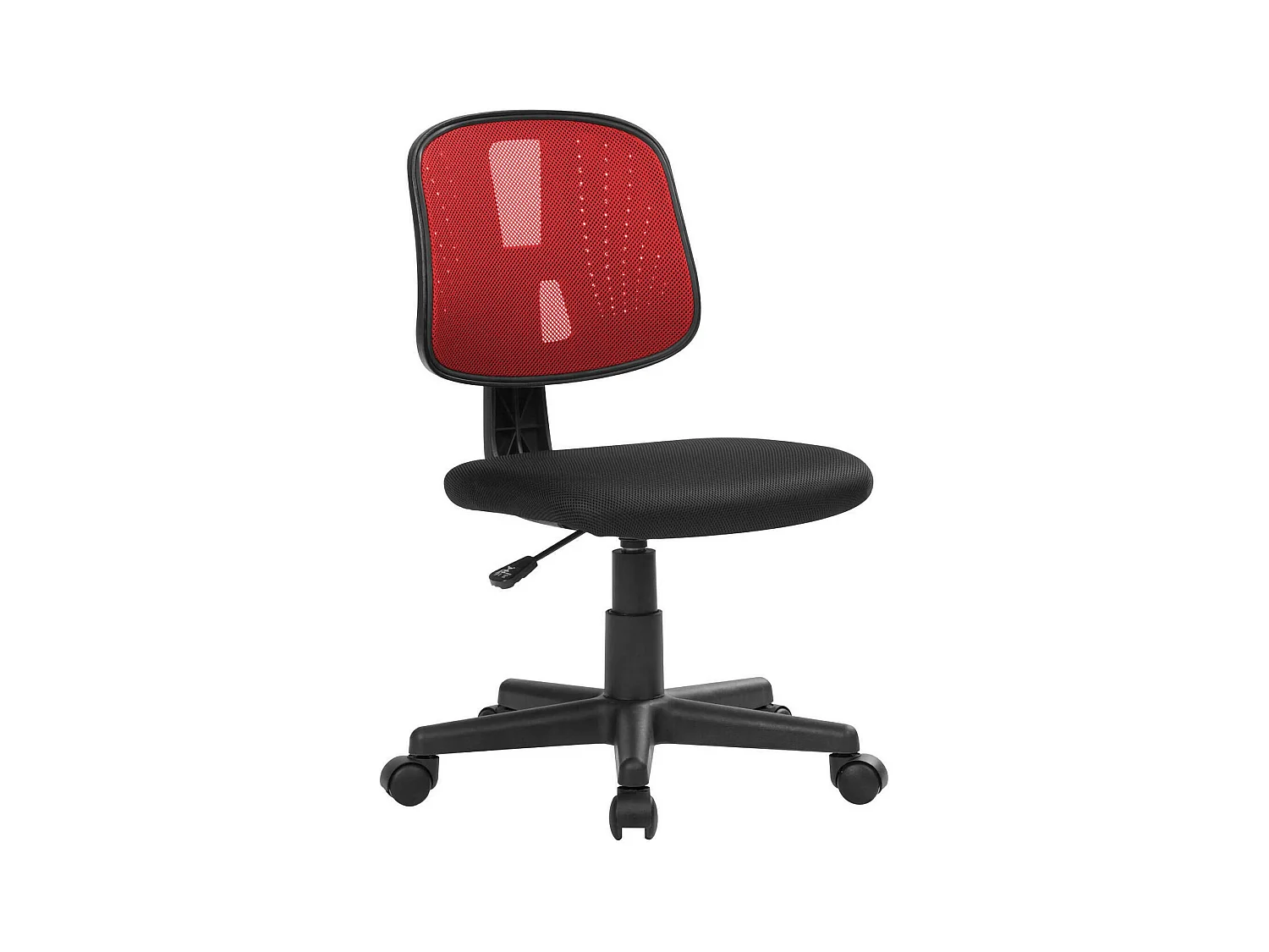 Silla de oficina Nowra, Silla de oficina operativa, Asiento de oficina ergonómico, 49x43h81/93 cm, Negro y rojo