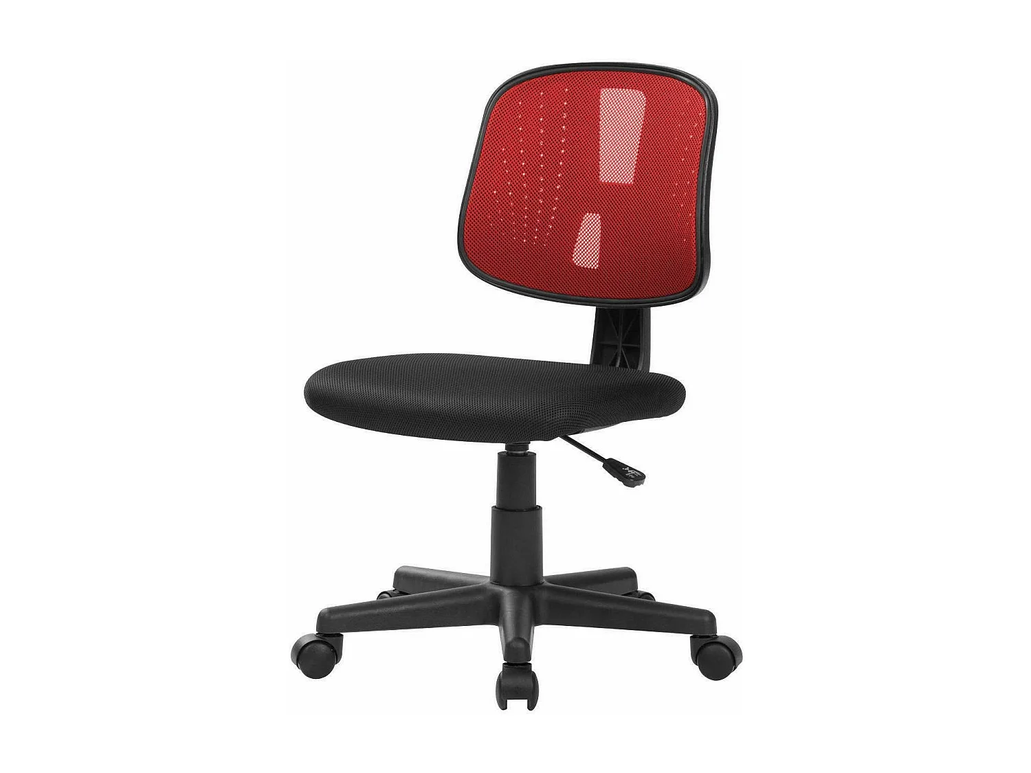 Silla de oficina Nowra, Silla de oficina operativa, Asiento de oficina ergonómico, 49x43h81/93 cm, Negro y rojo