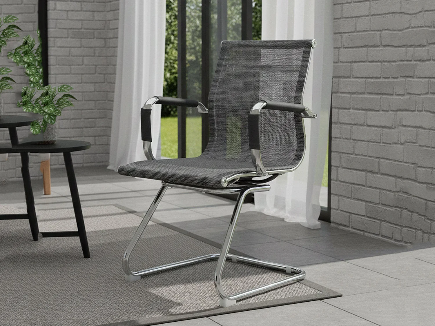 Chaise de bureau Maitland, Chaises de salle d'attente de bureau avec accoudoirs, Chaise de salle d'attente ergonomique, 62x54h89 cm, Gris