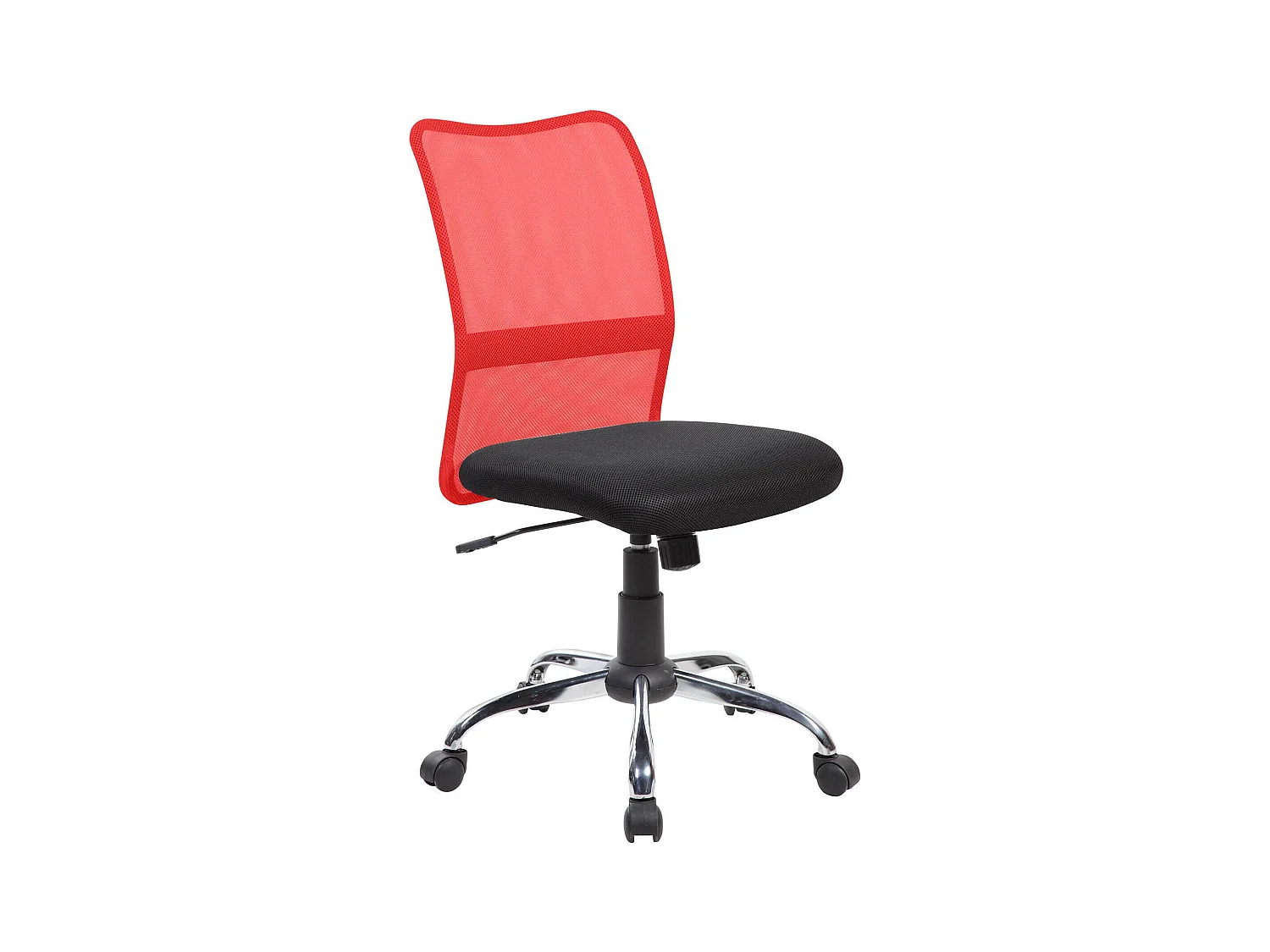 Bürostuhl Bomaderry, Mesh-Arbeitsstuhl, Ergonomischer Bürositz, 57x46h90/100 cm, Schwarz und Rot