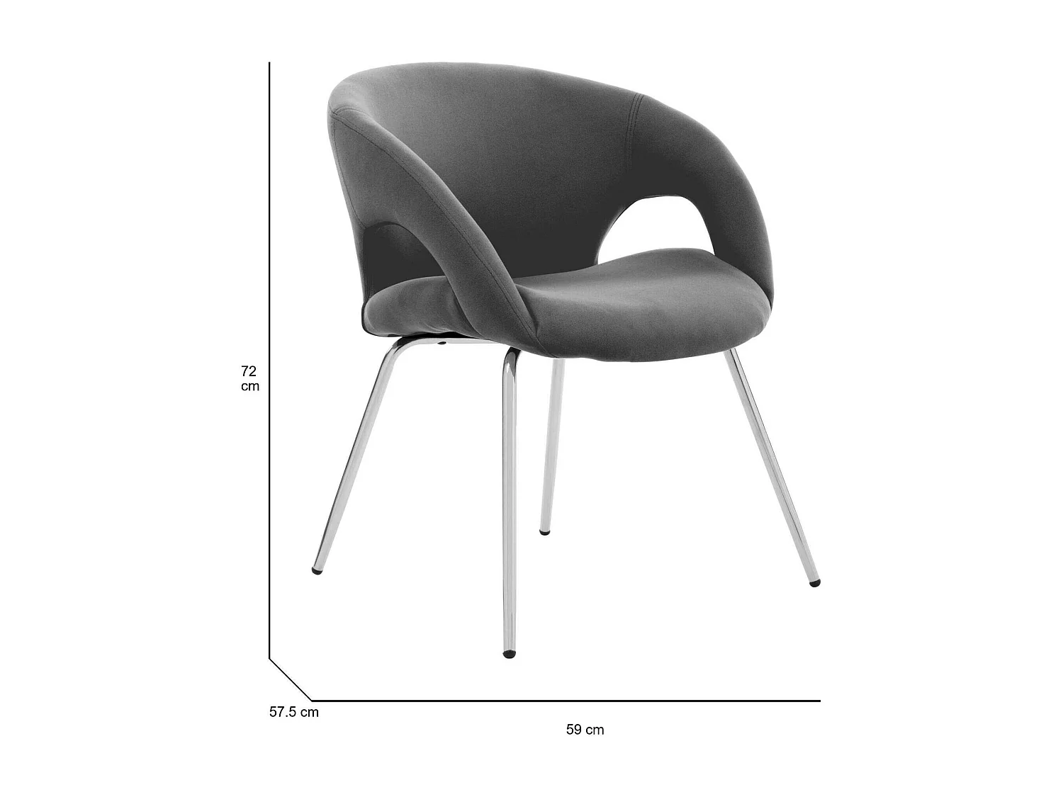 Chaise de bureau Bathurst, Chaise d'attente avec accoudoirs pour le bureau, Chaise d'attente ergonomique, 58x59h72 cm, Gris