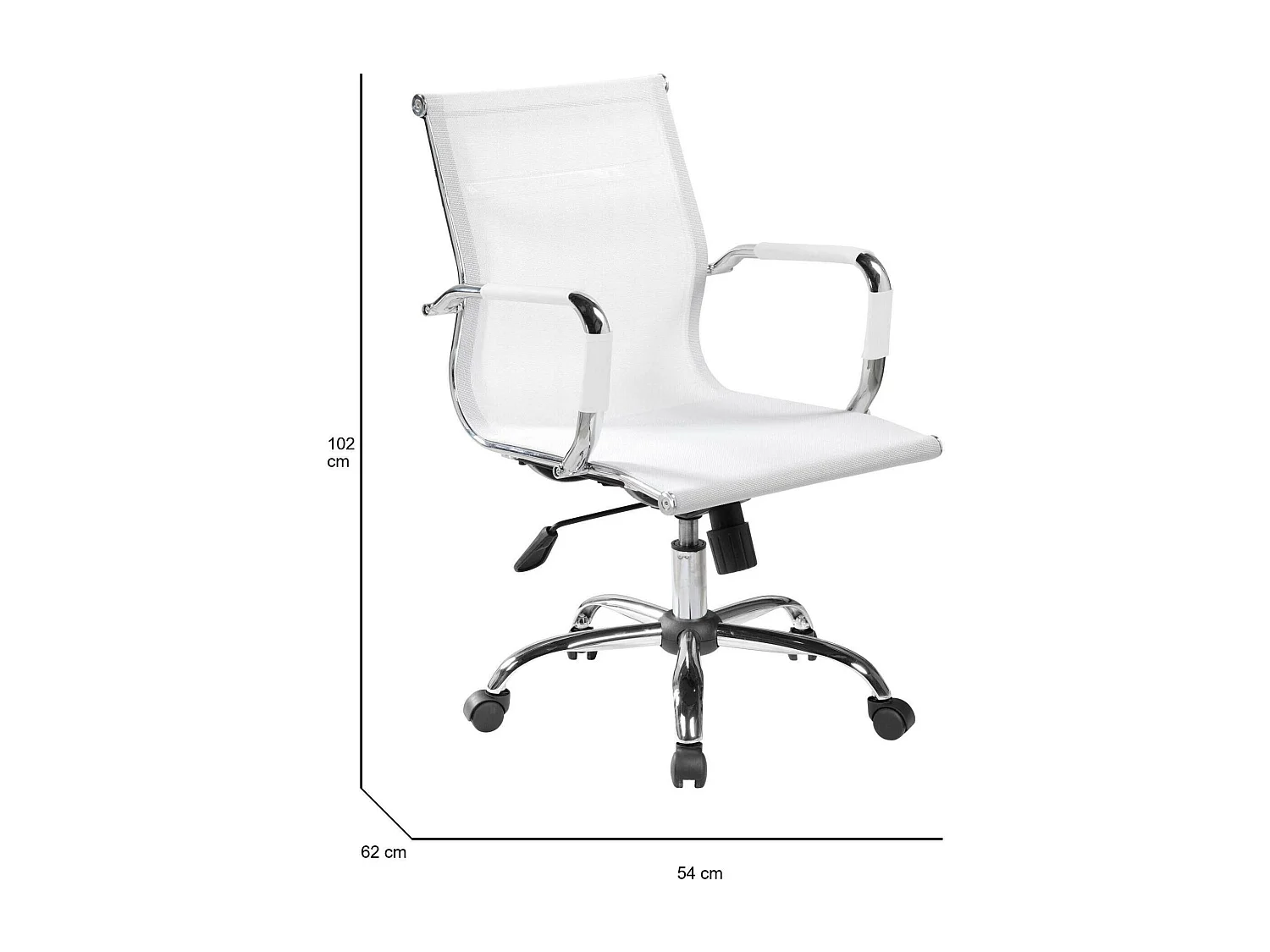 Chaise de bureau Kanaka, Chaise de direction avec accoudoirs, Chaise de bureau ergonomique, Blanc, 62x54h92/102 cm