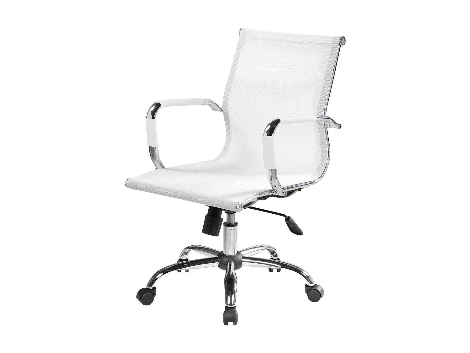 Cadeira de escritório Kanaka, Poltrona executiva com braços, Cadeira de escritório ergonômica, Branca, 62x54h92/102 cm