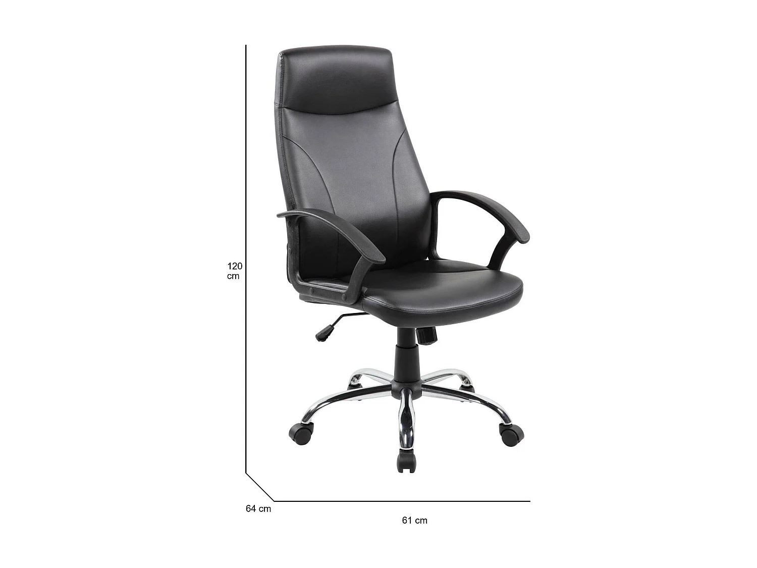 Chaise de bureau Macquarie, Chaise de direction avec accoudoirs, Chaise de bureau ergonomique, Noir, 64x61h110/120 cm