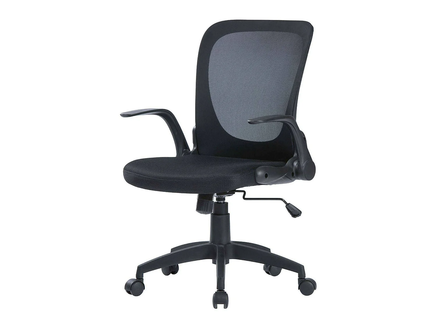 Cadeira de escritório Wellington, Cadeira executiva em malha com braços, Assento ergonômico com braços rebatíveis, 60x59h86/96 cm, Preto