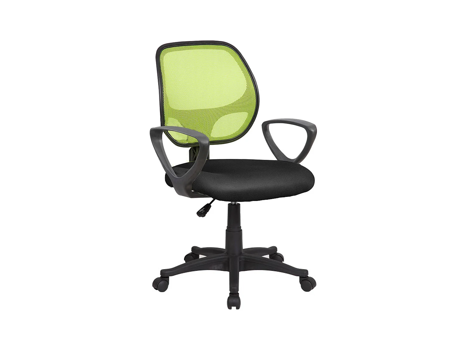 Chaise de bureau Geraldton, Chaise de travail en maille avec accoudoirs, Siège de bureau ergonomique, 56x57h88/100 cm, Noir et Vert