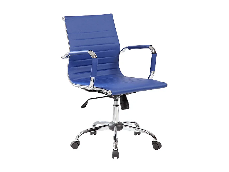 Chaise de bureau Picton, Fauteuil de direction avec accoudoirs, Chaise de bureau ergonomique, Bleu, 62x54h92/102 cm
