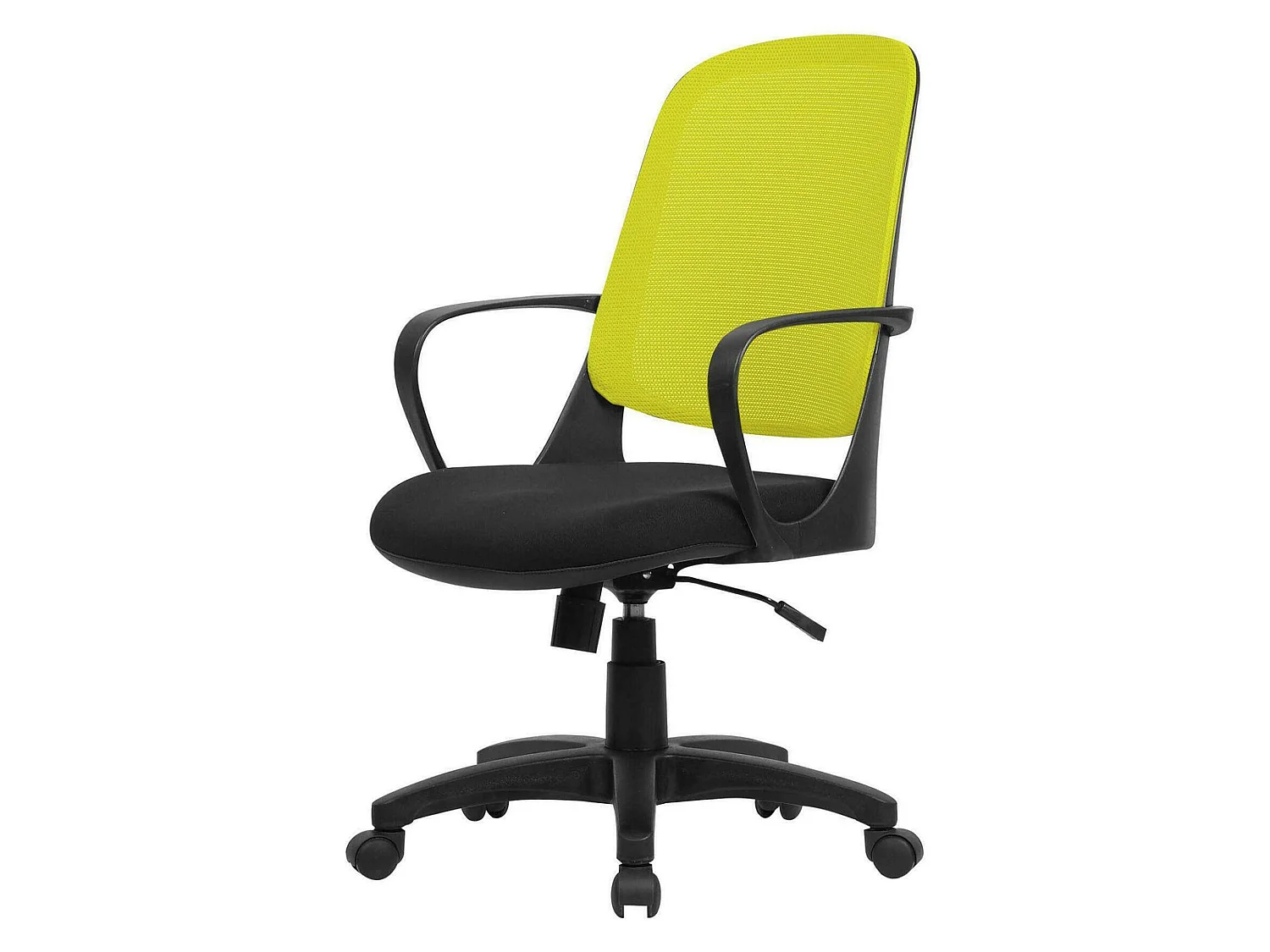 Silla de oficina Coffs, Silla operativa de malla con reposabrazos, Asiento de oficina ergonómico, 61x60h99/108 cm, Negro y Amarillo
