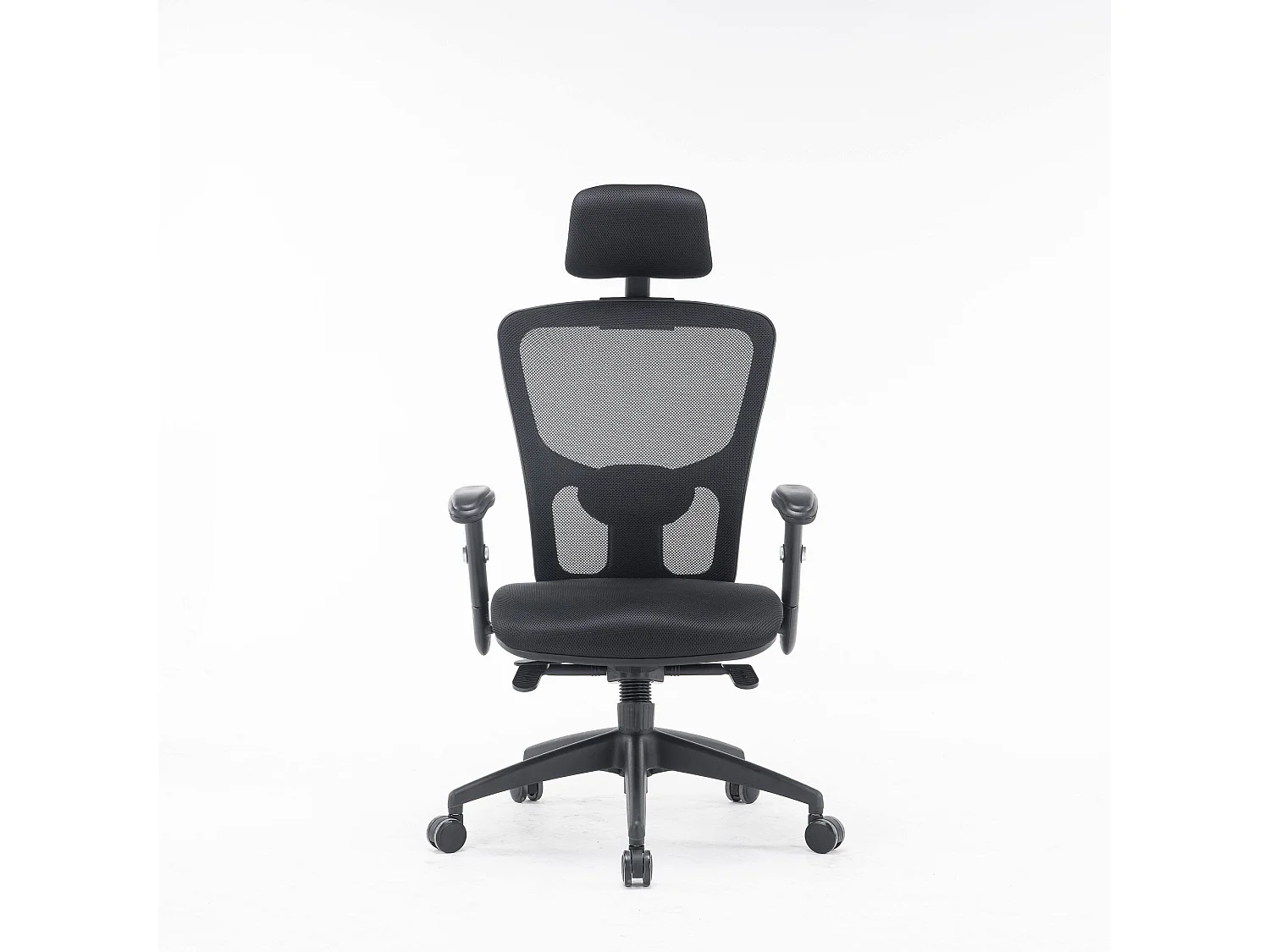 Chaise de bureau Melbourne, Chaise de direction en maille avec accoudoirs, Siège de bureau ergonomique, 68x66h120/130 cm, Noir