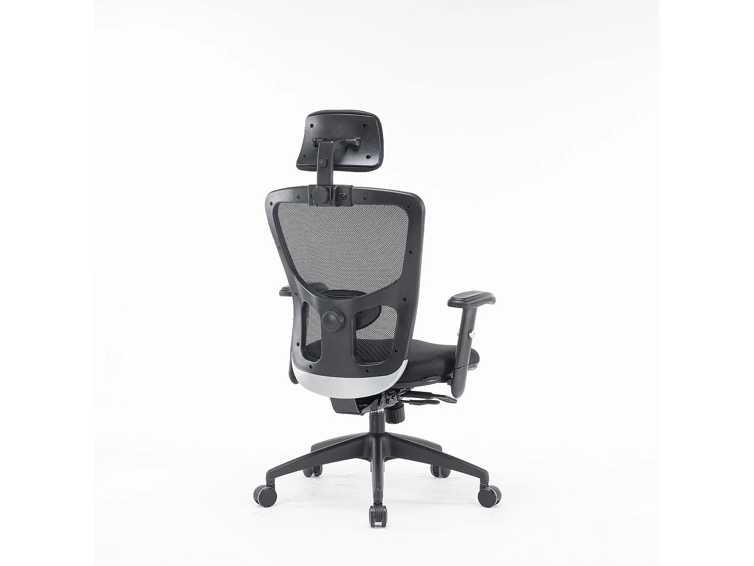 Bürostuhl Melbourne, Chefsessel aus Mesh mit Armlehnen, ergonomischer Bürositz, 68x66h120/130 cm, schwarz